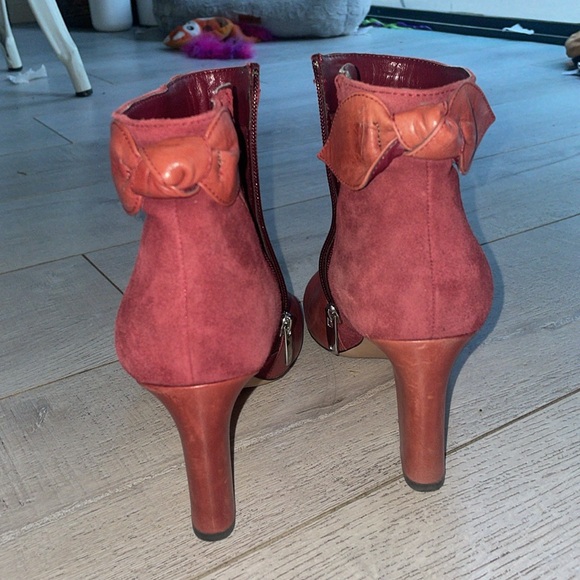 Ralph Lauren Breanne Heels Boot Bootie Red Leather 10US bow back leather bootie - Picture 6 of 12